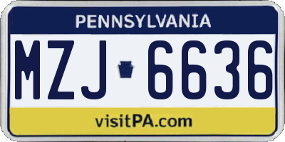 PA license plate MZJ6636