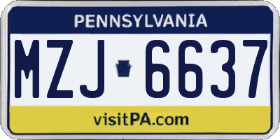 PA license plate MZJ6637