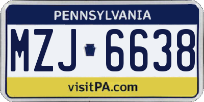 PA license plate MZJ6638