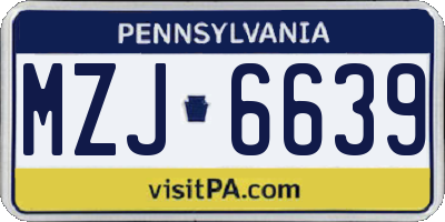 PA license plate MZJ6639