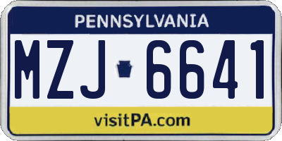 PA license plate MZJ6641