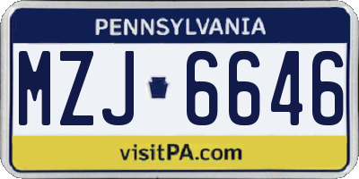 PA license plate MZJ6646
