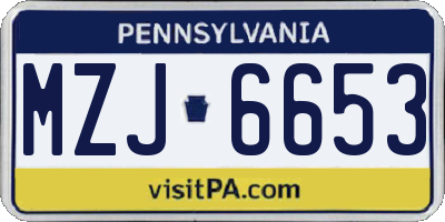 PA license plate MZJ6653