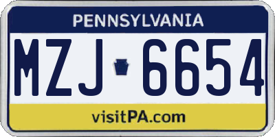 PA license plate MZJ6654