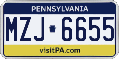 PA license plate MZJ6655