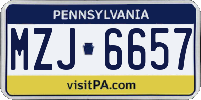 PA license plate MZJ6657