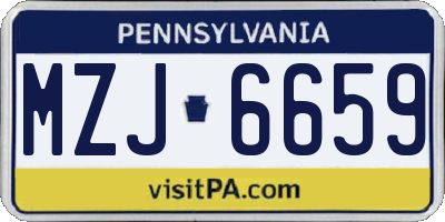 PA license plate MZJ6659