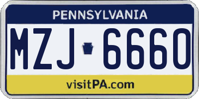PA license plate MZJ6660