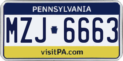 PA license plate MZJ6663