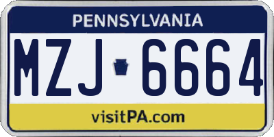 PA license plate MZJ6664