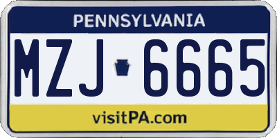 PA license plate MZJ6665