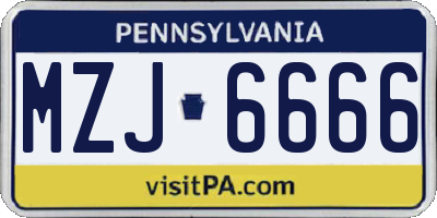 PA license plate MZJ6666