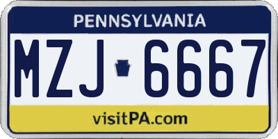 PA license plate MZJ6667