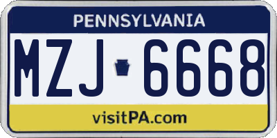 PA license plate MZJ6668