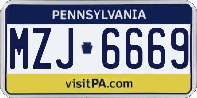 PA license plate MZJ6669