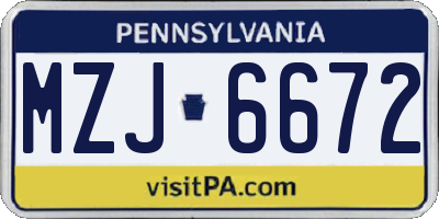 PA license plate MZJ6672