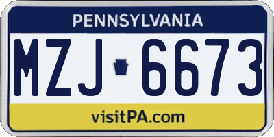 PA license plate MZJ6673