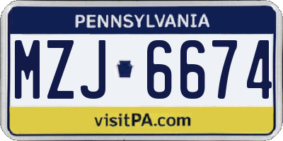 PA license plate MZJ6674