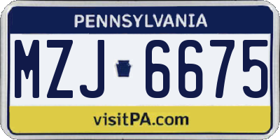 PA license plate MZJ6675