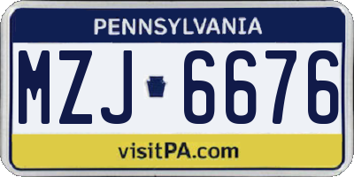 PA license plate MZJ6676