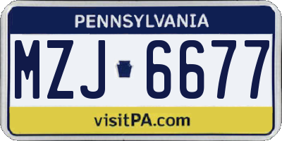 PA license plate MZJ6677