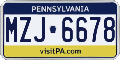 PA license plate MZJ6678
