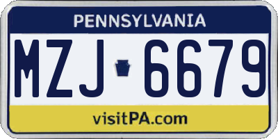 PA license plate MZJ6679