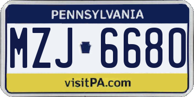 PA license plate MZJ6680