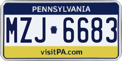 PA license plate MZJ6683
