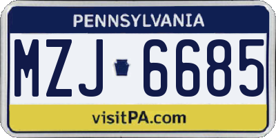 PA license plate MZJ6685