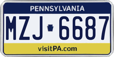 PA license plate MZJ6687