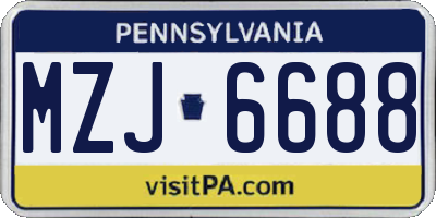 PA license plate MZJ6688