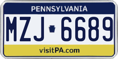 PA license plate MZJ6689