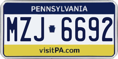 PA license plate MZJ6692