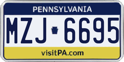 PA license plate MZJ6695