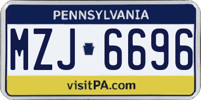 PA license plate MZJ6696