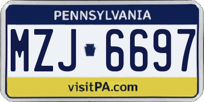 PA license plate MZJ6697