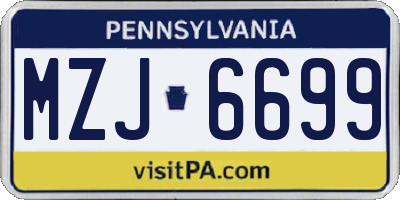 PA license plate MZJ6699