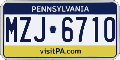 PA license plate MZJ6710