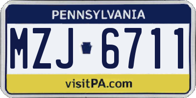 PA license plate MZJ6711