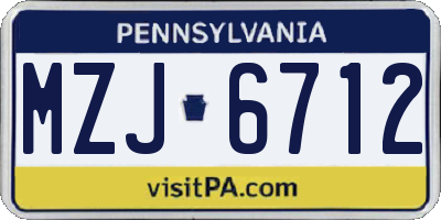 PA license plate MZJ6712