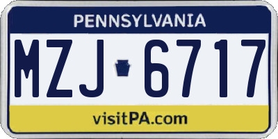 PA license plate MZJ6717