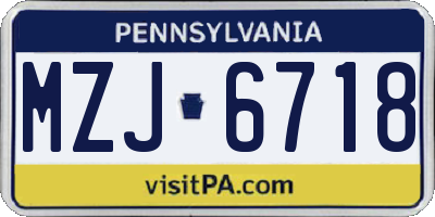 PA license plate MZJ6718