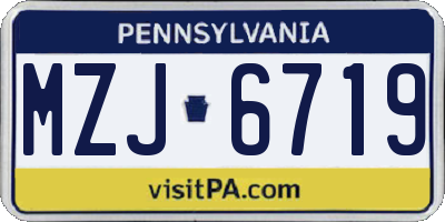PA license plate MZJ6719