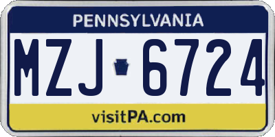 PA license plate MZJ6724