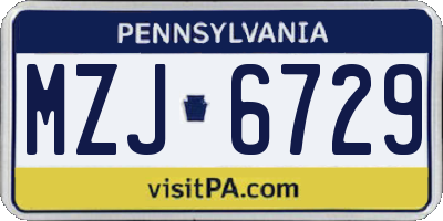 PA license plate MZJ6729