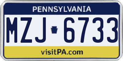 PA license plate MZJ6733