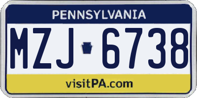 PA license plate MZJ6738