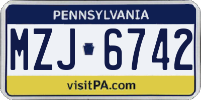 PA license plate MZJ6742