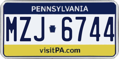 PA license plate MZJ6744